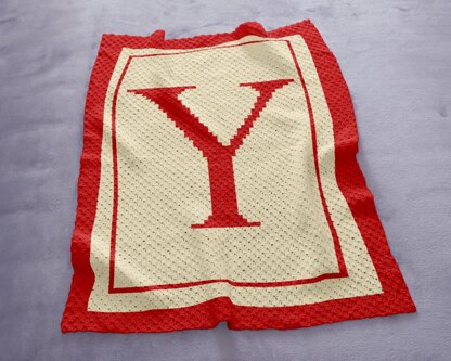 Y Name Blanket Baby Shower Stroller Alphabet 70x90 square C2C Crochet Pattern