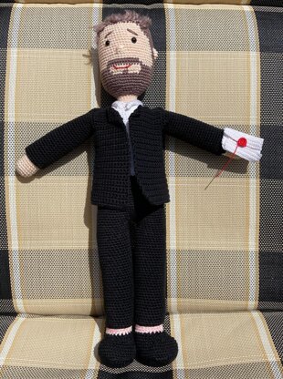 Alex Horne crocheted doll