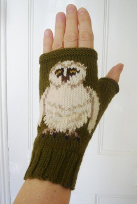 Barn Owl fingerless gloves/mitts