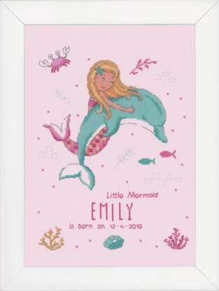 Vervaco Counted Cross Stitch Kit: Little Mermaid & Dolphin - 26 x 33cm