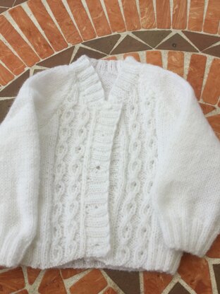 White baby cardigan