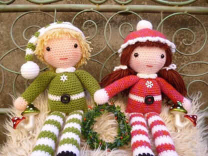 Beau and Belle Christmas Winter Dolls, Amigurumi Crochet Pattern