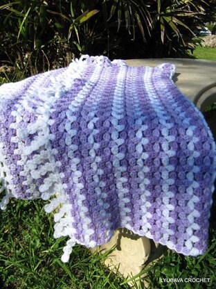 "Lilac Mosaic" Baby Blanket With Decorative Fringe