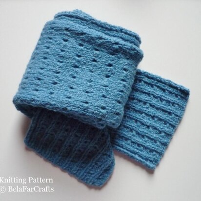 Blue Rib & Lace Scarf - knitting pattern