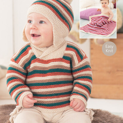 Boy's Sweater, Helmet and Blanket in Sirdar Snuggly DK - 1475 - Downloadable PDF