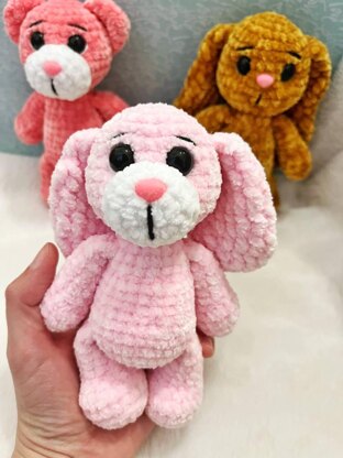 Crocheted Bunny, Bear and Dog.