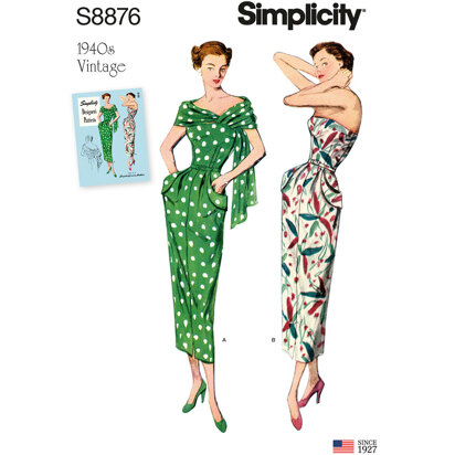 Simplicity S8876 Misses / Women's Vintage Dress and Stole - Sewing Pattern