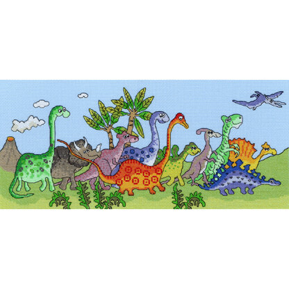 Bothy Threads Dinosaur Fun Cross Stitch Kit - 38cm x 16cm