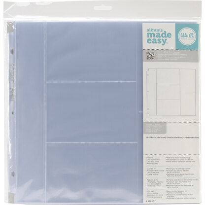 We R Memory Keepers We R Ring Photo Sleeves 12"X12" 10/Pkg - (3) 4"X6" & (2) 6"X4" Pockets