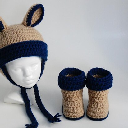 Baby Hat - Booties with Ears and Ear Flaps