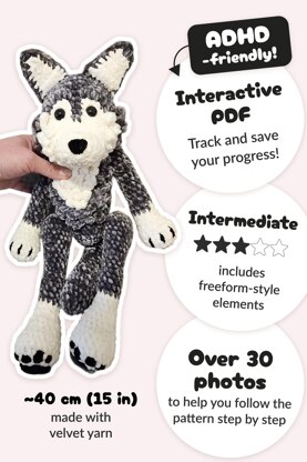 Woolfi the Wolf - ADHD-friendly Crochet Pattern