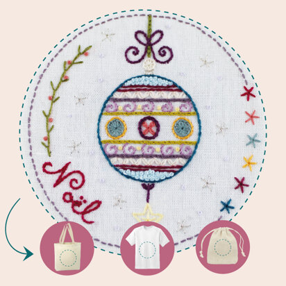 Un Chat Dans L'Aiguille Easy Customize - Christmas Balls - Size S Printed Embroidery Kit