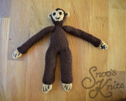 Hanging Monkey Chimpanzee Toy Two Sizes Knitting Pattern Snoo's Knits – Pattern Only