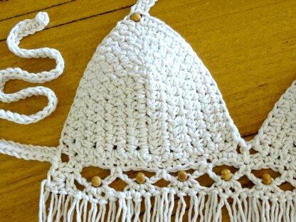 Crochet Boho Tassel Bikini Top