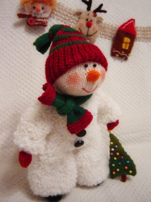 Toy knaitting patterns christmas - Knit a Snowman with Christmas tree 13 inc