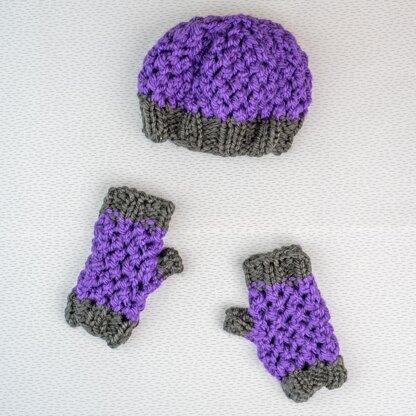 Mesh Stitch Hat and Mitts