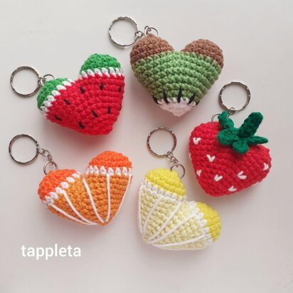 Berry hearts keychains crochet