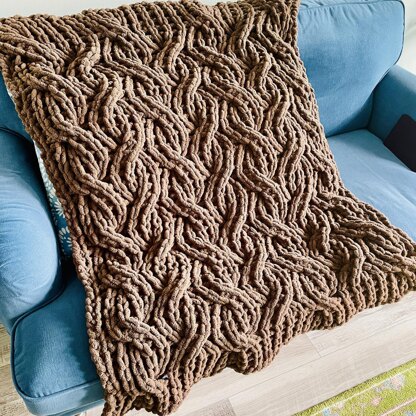 Ribbed Cable Throw Blanket