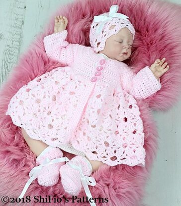 Crochet Pattern For Baby Matinee Jacket Dress Hat and Booties 291 Crochet pattern by ShiFio s Patterns LoveCrafts