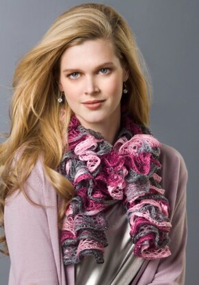 Frilly Knit Scarf in Red Heart Boutique Sashay - LW2517