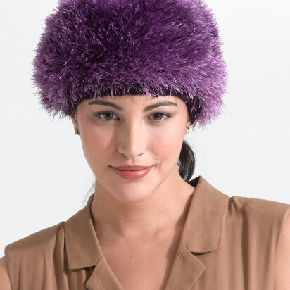 Purple Haze Beret in Lion Brand Wool-Ease Thick & Quick and Fun Fur - L0682