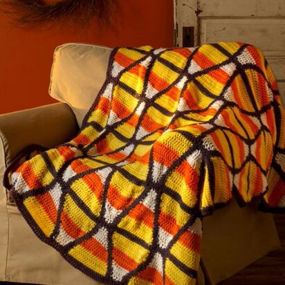 Candy Corn Throw in Red Heart Super Saver Economy Solids - LW3761