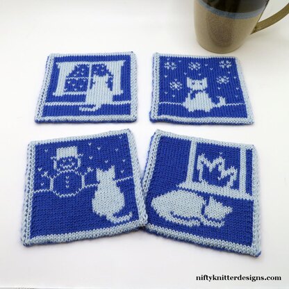 Cats in Winter Coasters