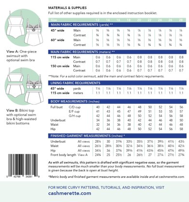 Ipswich Swimsuit Pattern - Sizes 12-28 (up to 58 hip)