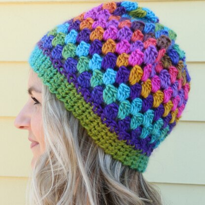Rainbow Crochet Granny Cluster Hat
