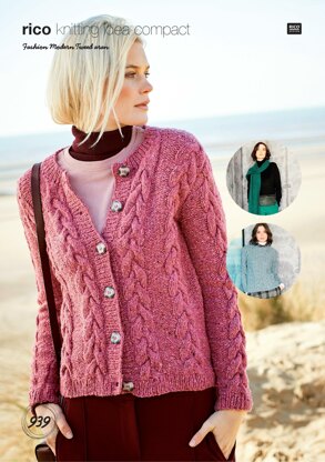 Sweater, Cardigan and Scarf in Rico Fashion Modern Aran - 939 - Downloadable PDF