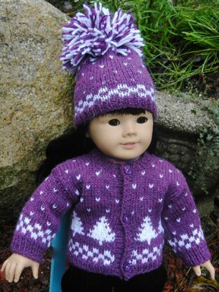Winter Pines Doll Hat, Sweater & Mitten Set