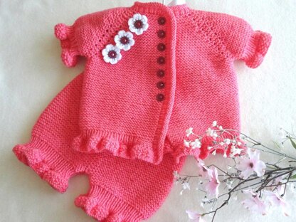 Knitting PATTERN Baby Girl Knitted Diaper Cover Baby Cardigan by Elena Mitchell