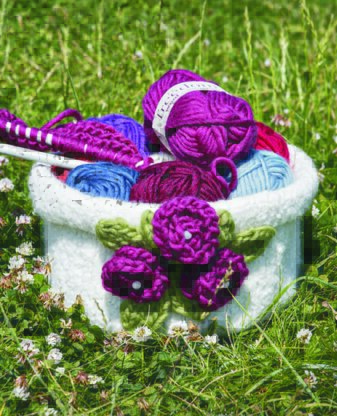 Knit & Felt Pot with Knitted Flowers in Twilleys Freedom Wool - Downloadable PDF