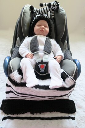 Zebra Hooded Baby Car Seat Blanket