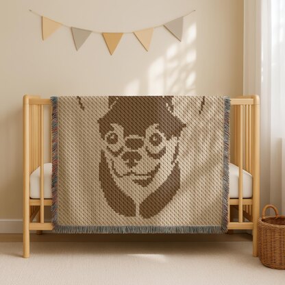 Beginner-friendly Chihuahua Blanket C2C CROCHET PATTERN Toy Dog Face Throw Mexican breed