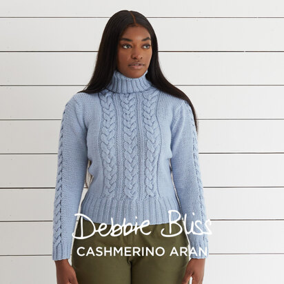 Cropped Cable Sweater - Jumper Knitting Pattern for Women in Debbie Bliss Cashmerino Aran by Debbie Bliss