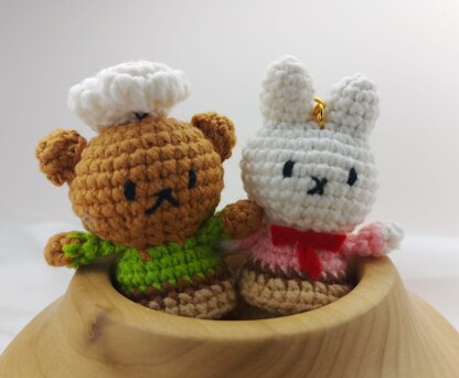 Mini Miffy Bunny & Boris Bear Keychain Crochet Pattern Bundle| Amigurumi Animal Set| Beginner Friendly PDF