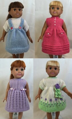 Days of the Week Dresses, Book 2 - Knitting Patterns fit American Girl and other 18-Inch Dolls