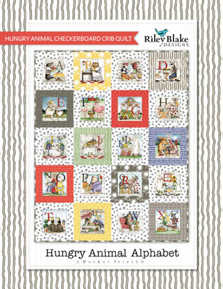 Riley Blake Hungry Animal Checkerboard Crib Quilt - Downloadable PDF