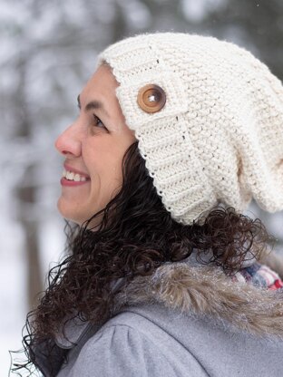 Double Seed Stitch Crochet Slouch Hat