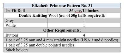 Zigzag Dolls Bodysuit and Hat Knitting Pattern P31 | Elizabeth Primrose Patterns