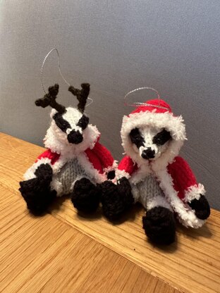 Badger Wearing Santa Outfit with Reindeer Antlers Ferrero Rocher/Lindor Chocolate cover, Hanging Ornament