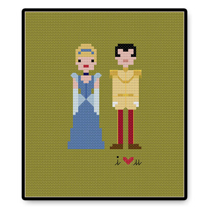 Cinderella and Prince Charming In Love Ball Gown - PDF Cross Stitch Pattern