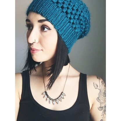 Puff Stitch Slouchy Beanie