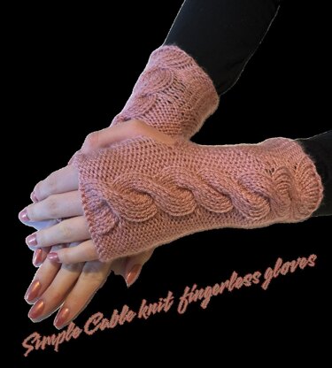 Simple Cable knit fingerless gloves