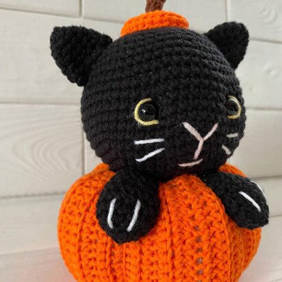 Cat in Pumpkin Halloween Decor