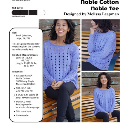 Noble Tee in Cascade Yarns Noble Cotton - DK623 - Downloadable PDF