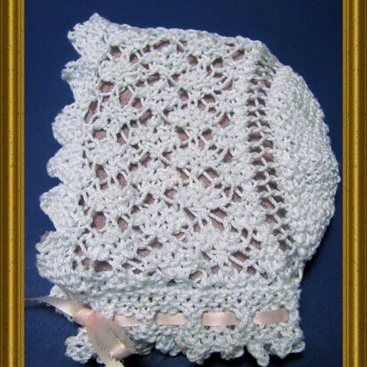 Victorian Diamond Lace Baby Bonnet