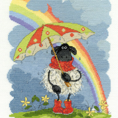 DMC April Showers 14 Count Cross Stitch Kit - 31cm x 22cm