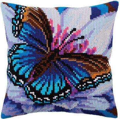 Collection D'Art Volatic Turquoise Butterfly II Cross Stitch Cushion Kit - 40cm x 40cm